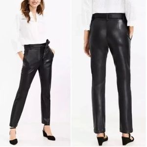 Loft black high rise slim pants vegan leather